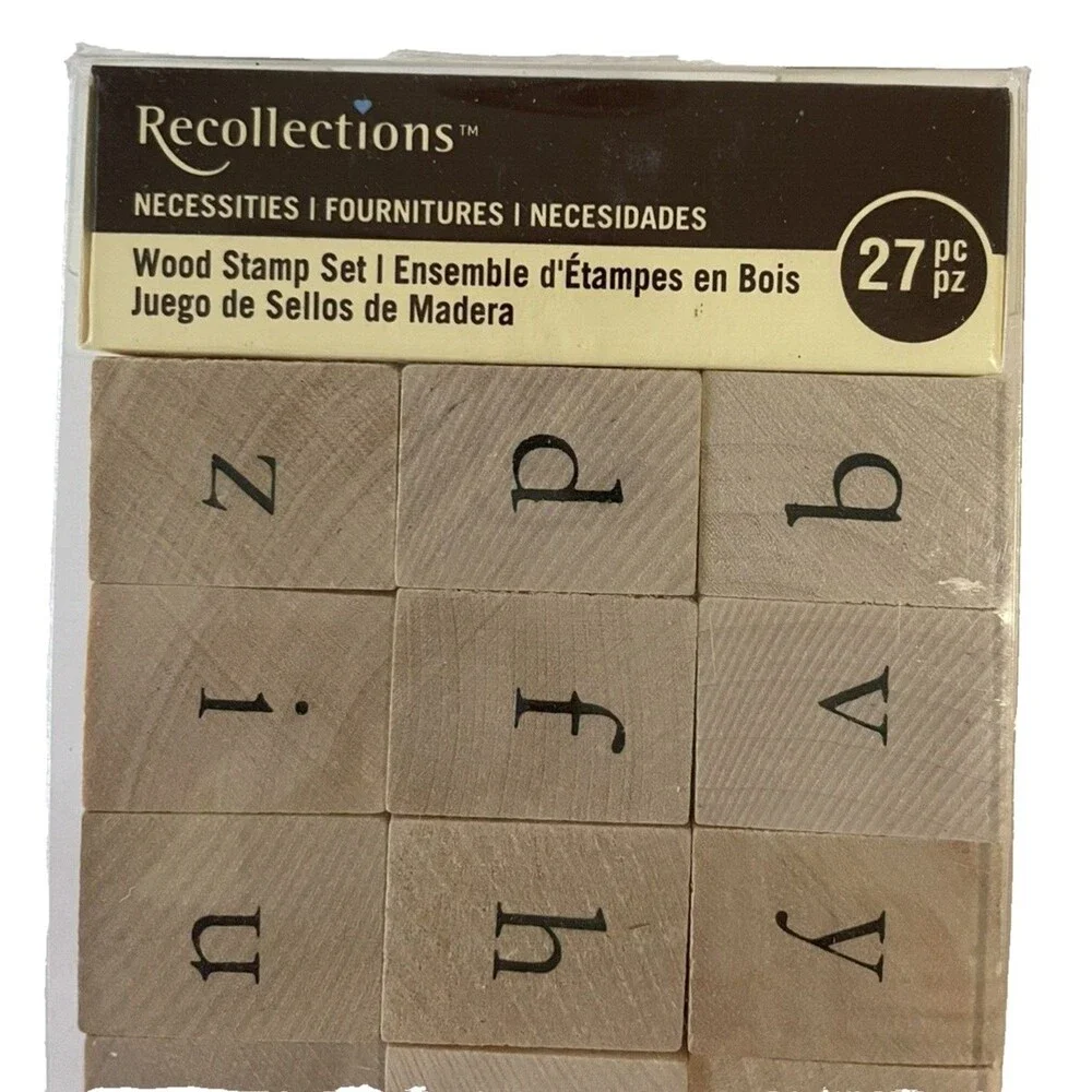 Recollections Necessities - Wood Stamp Set 27 Pieces lower case English letters
